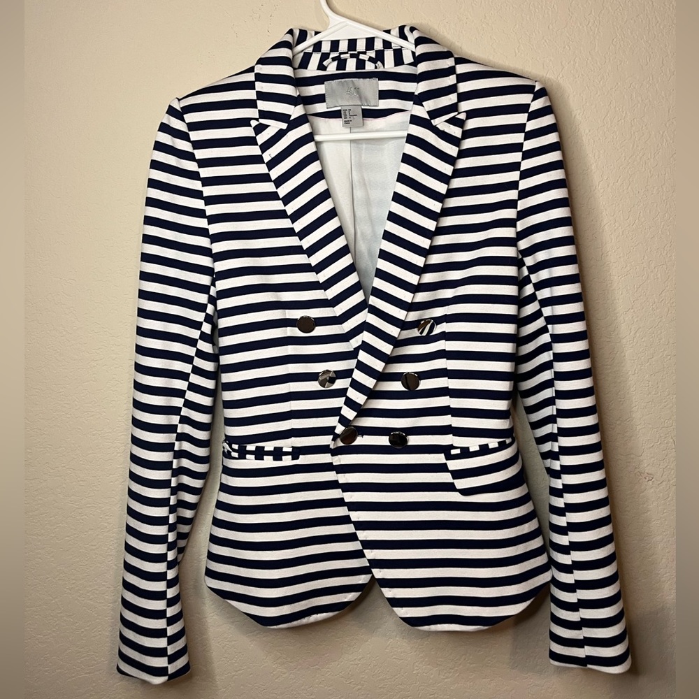H&M Navy blue/White Blazer